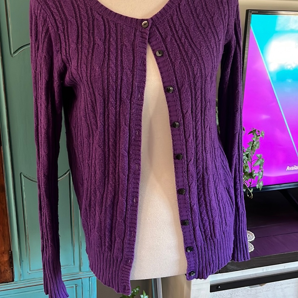 Purple cable sweater